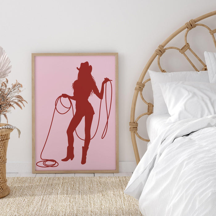 Taylor swiftie cowgirl poster, pink cowgirls boots , preppy dorm room decor, pink cowboy boots hat, printable wall art, pink dorm room art