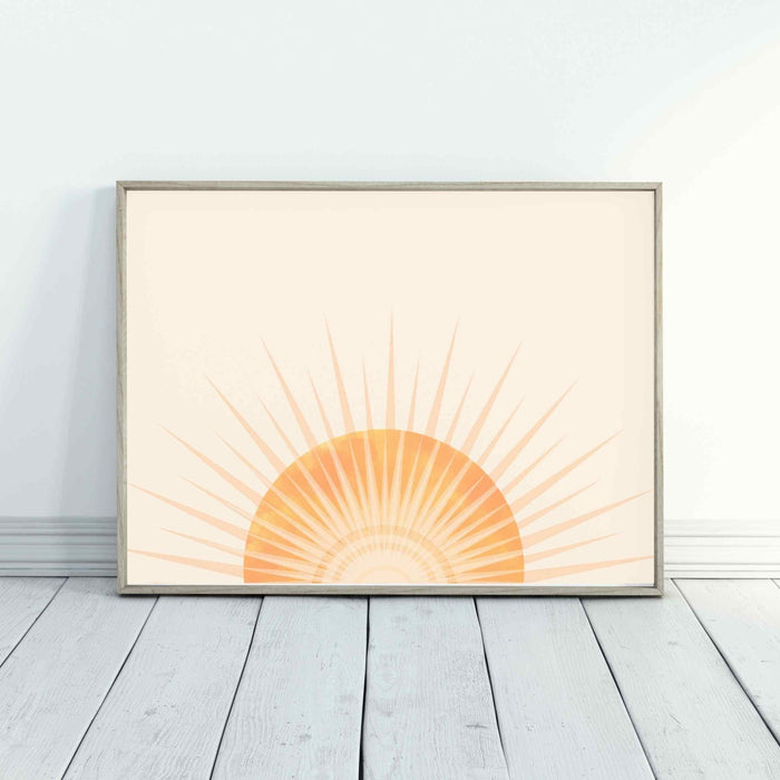 Sunrise wall art, boho horizontal sun print, yellow sun poster, boho art print, sunset print, sun nursery print, colorful sun, boho wall art