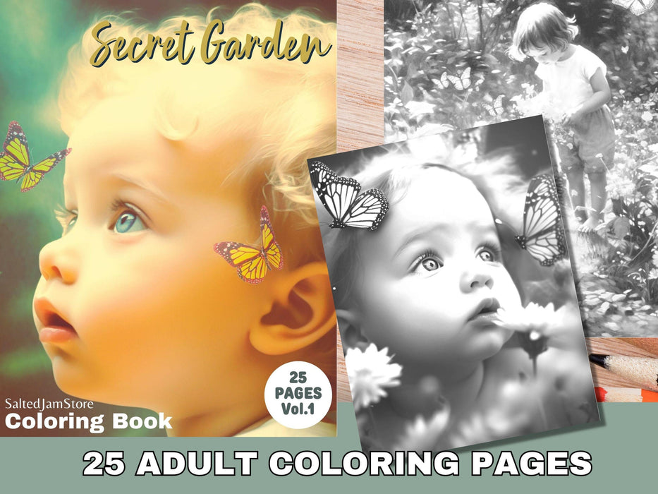 Secret garden | delicate printable adult grayscale colouring book pages | set of 25 printable coloring in pages instant digital download pdf