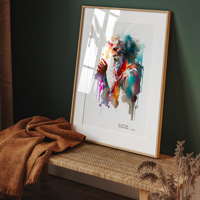 Scripture, watercolor printable, gift for christian, christian art, he is risen easter bible verse wall art scripture, digital wall art,