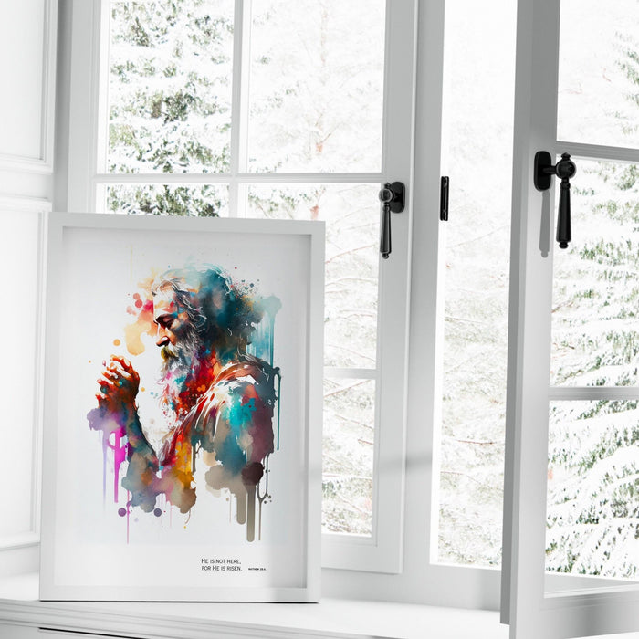 Scripture, watercolor printable, gift for christian, christian art, he is risen easter bible verse wall art scripture, digital wall art,