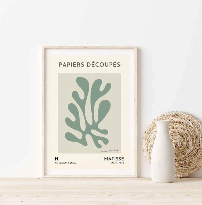Sage green matisse print, matisse cut out poster, matisse print download, modern boho wall art, boho print,