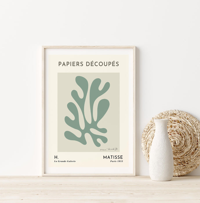 Sage green matisse print, matisse cut out poster, matisse print download, modern boho wall art, boho print,