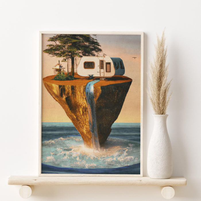 Rv gift for men, funny gift for camper, mountain art, happy camper, adventure wall art, farmhouse camper, freedom camping printable caravan