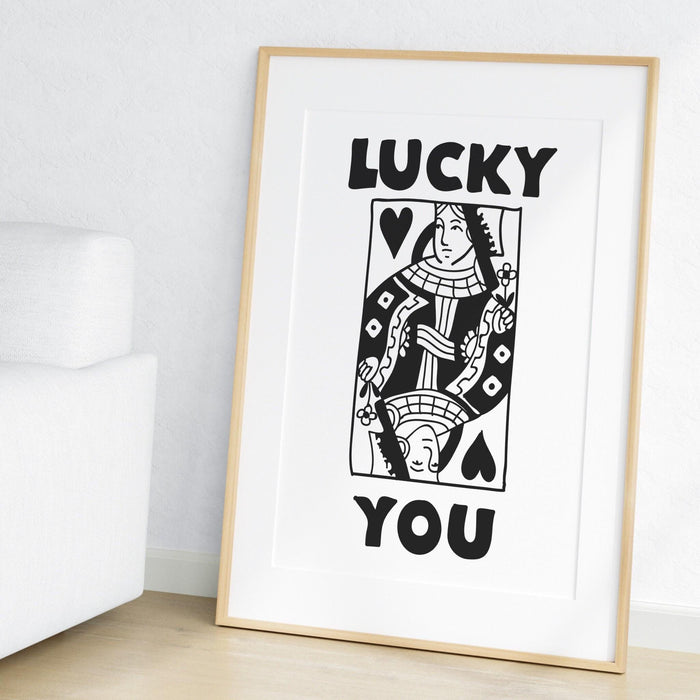 Retro trendy aesthetic wall art, digital download, wall decor, large printable art, queen of hearts, lucky you, set of 6, lucky you me us