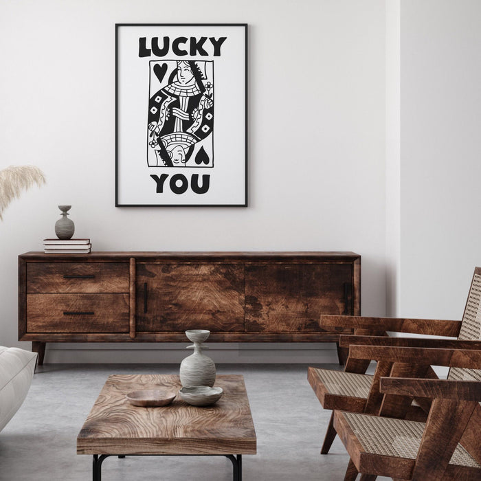 Retro trendy aesthetic wall art, digital download, wall decor, large printable art, queen of hearts, lucky you, set of 6, lucky you me us