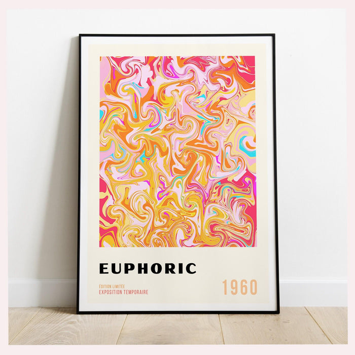 Psychadelic digital download, 70s style poster, 60s flower print, orange pink decor, dork room wall art, trendy wall art, retro wall decor