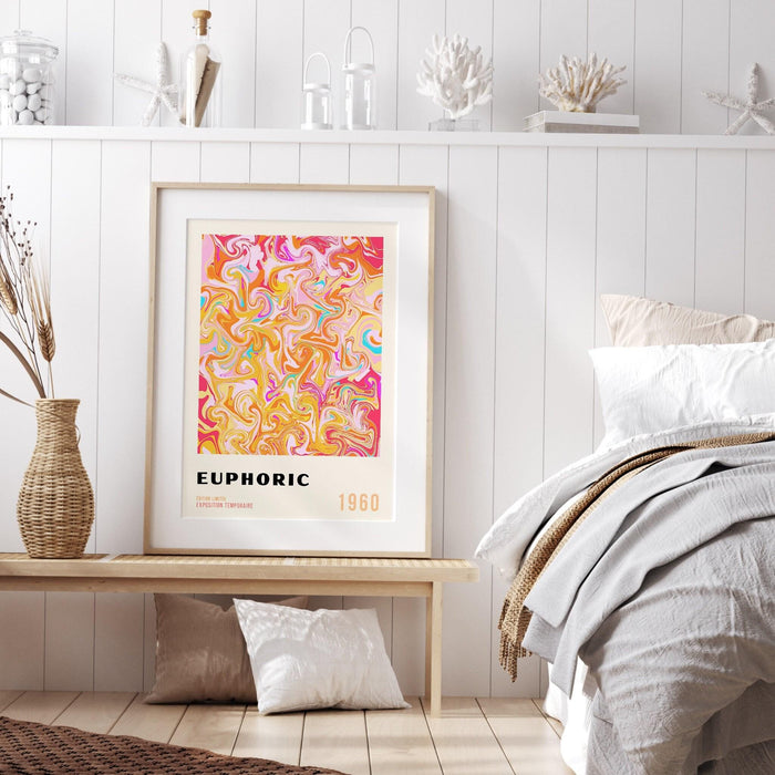 Psychadelic digital download, 70s style poster, 60s flower print, orange pink decor, dork room wall art, trendy wall art, retro wall decor