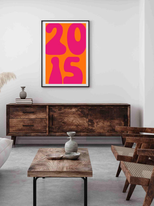 Printable custom year retro orange and pink art print/poster/wall decor - digital download retro trendy aesthetic wall art, custom  print