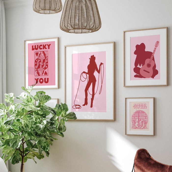 Pink rodeo poster print, preppy western wall art, cowgirl poster, pink cowboy boots, printable poster, preppy decor, trendy wall art prints