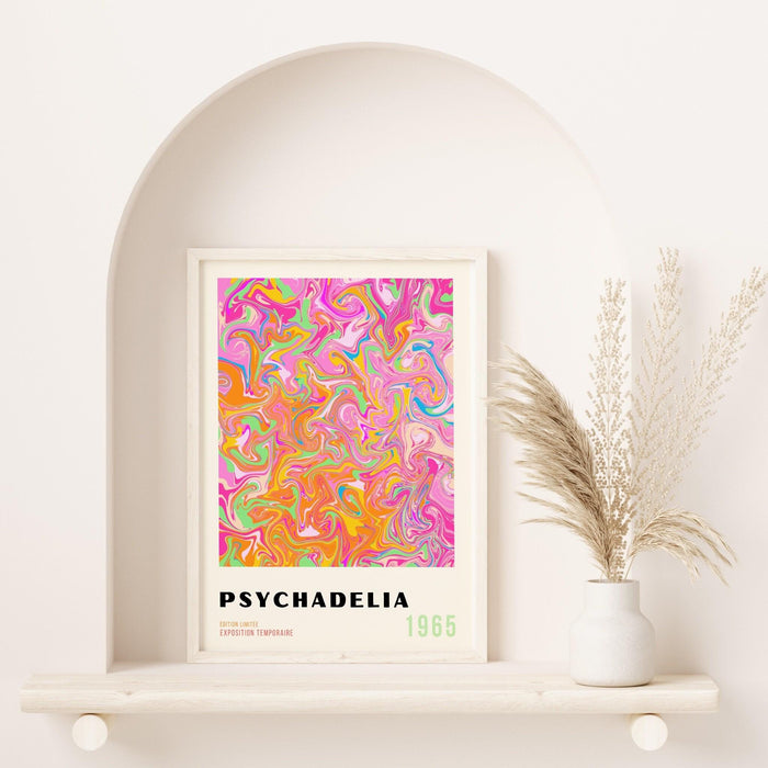 Pink prints, orange pink decor, psychedelic digital download, 70s style poster, 60s flower print,  dork room wall art, trendy wall art,