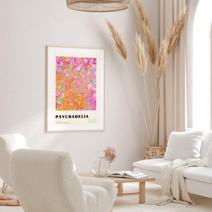 Pink prints, orange pink decor, psychedelic digital download, 70s style poster, 60s flower print,  dork room wall art, trendy wall art,