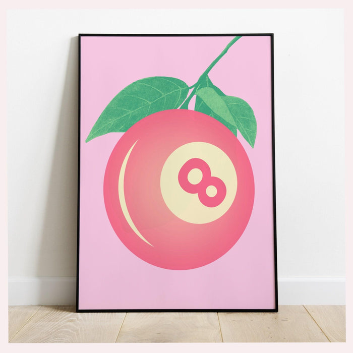 Pink preppy wall art 8 ball, digital print, preppy art, preppy poster print, preppy room decor, college room decor, minamalist wall decor