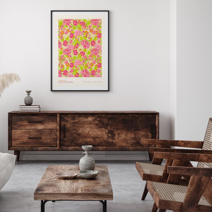 Pink green flower market digital download, 70s style poster, 60s flower print, green pink decor, dork room wall art, printable set of 3,
