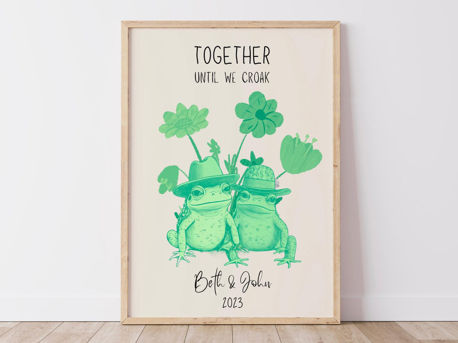 Personalized print, custom couple names friend print personalised couples art, wedding anniversary gift, engagement trendy retro digital