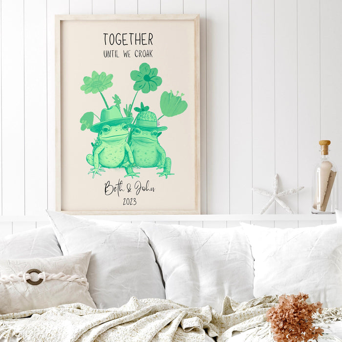 Personalized print, custom couple names friend print personalised couples art, wedding anniversary gift, engagement trendy retro digital