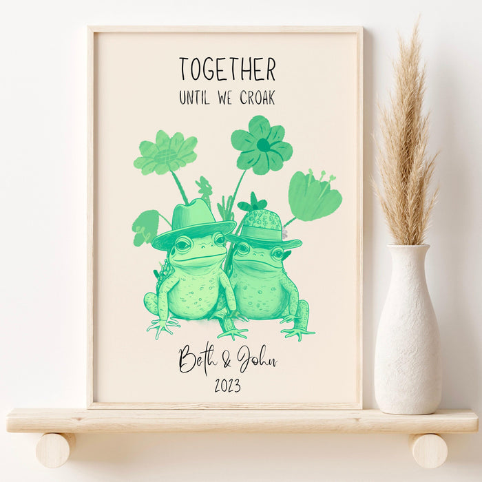 Personalized print, custom couple names friend print personalised couples art, wedding anniversary gift, engagement trendy retro digital