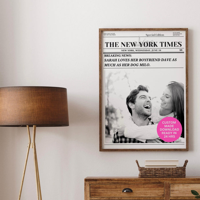 Personalized dog mom gift custom dorm decor gift for dog lover friend gift for couple trendy newspaper print digital download