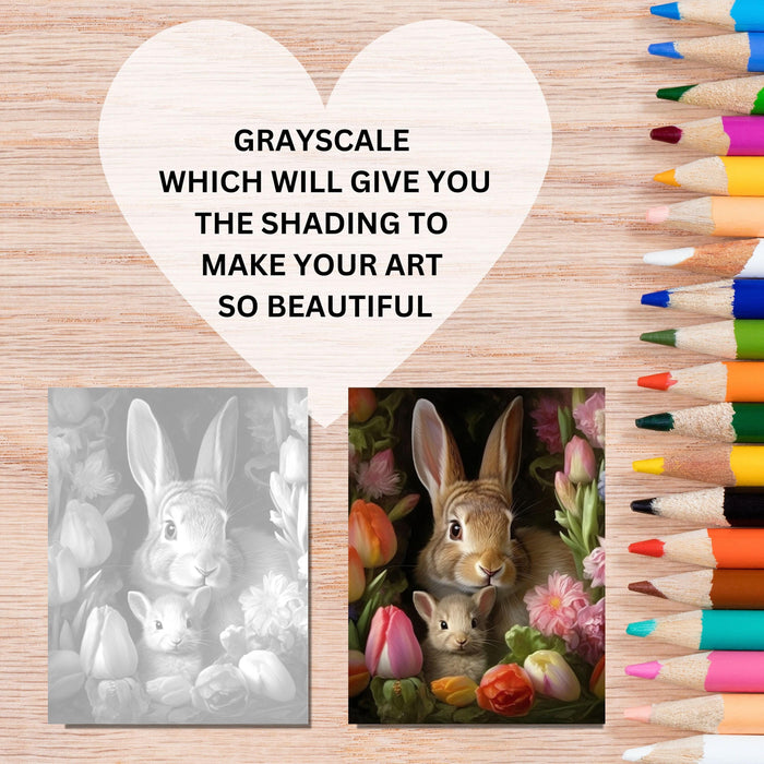 Mother love animals | printable adult grayscale colouring book pages | set of 20 printable coloring in pages instant digital download pdf