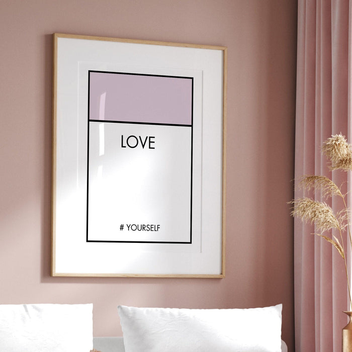Love yourself trendy retro wall art set of 3 card art aesthetic print love self help poster pink prints wall art minimalist digital art
