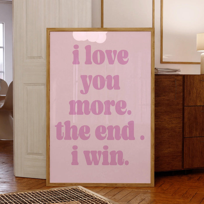 I love you, preppy pink wall art funky maximalist decor, trendy retro wall art minimalist y2k room decor aesthetic poster groovy wall art