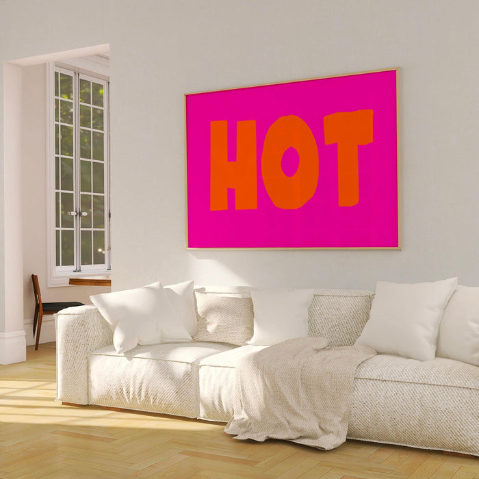 Hot pink orange poster, maxximalist large pink wall art, digital artwork,printable, girly dorm room art trendy retro digital download