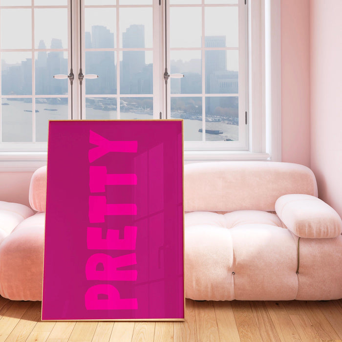 Hot pink orange poster, maxximalist large pink wall art, digital artwork,printable, girly dorm room art trendy retro digital download