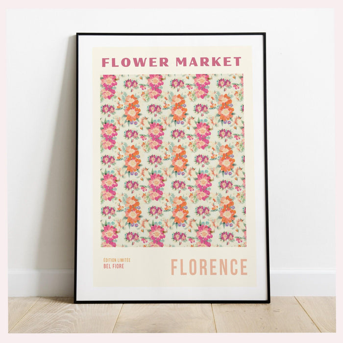 Flower market print, botanical wall art, floral drawing posters, florence wall art, florence print, digital download prints, flower market