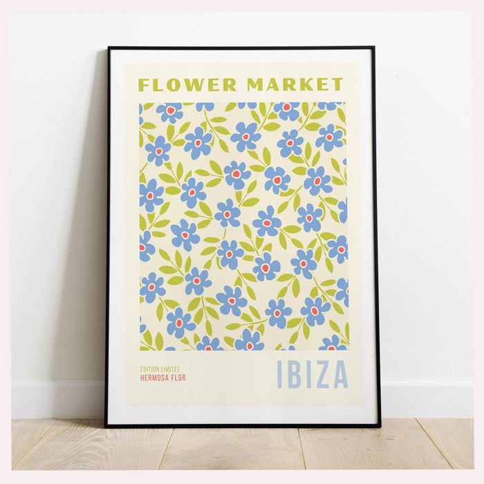 Flower market digital download, 70s style poster, 60s flower print, floral decor, printable wall art, flower print, ibiza print, cute art