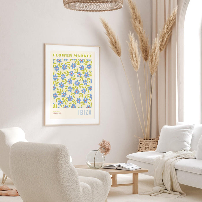Flower market digital download, 70s style poster, 60s flower print, floral decor, printable wall art, flower print, ibiza print, cute art