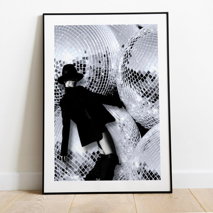 Fashion girl print | disco print | girls drinking print | fashion wall art | stylish wall art | black and white art | funky prints
