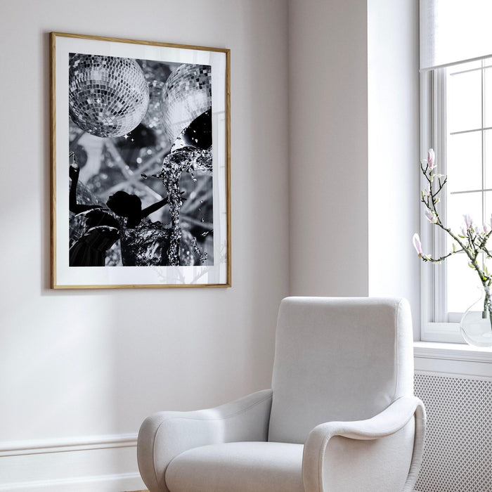 Fashion girl print | disco print | girls drinking print | fashion wall art | stylish wall art | black and white art | funky prints