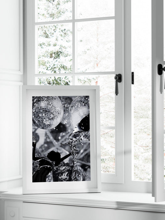 Fashion girl print | disco print | girls drinking print | fashion wall art | stylish wall art | black and white art | funky prints