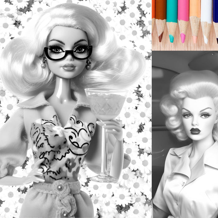 Fashion girl gift, printable adult grayscale colouring book, grayscale, gift for bestie, coloring in pages instant digital download pdf