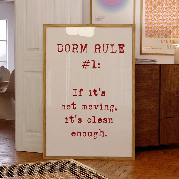 Dorm rule # 1 funny poster trendy retro red wall art digital artwork printable aesthetic dorm room graduation gift for him digital download