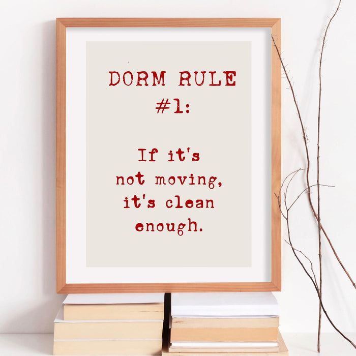 Dorm rule # 1 funny poster trendy retro red wall art digital artwork printable aesthetic dorm room graduation gift for him digital download