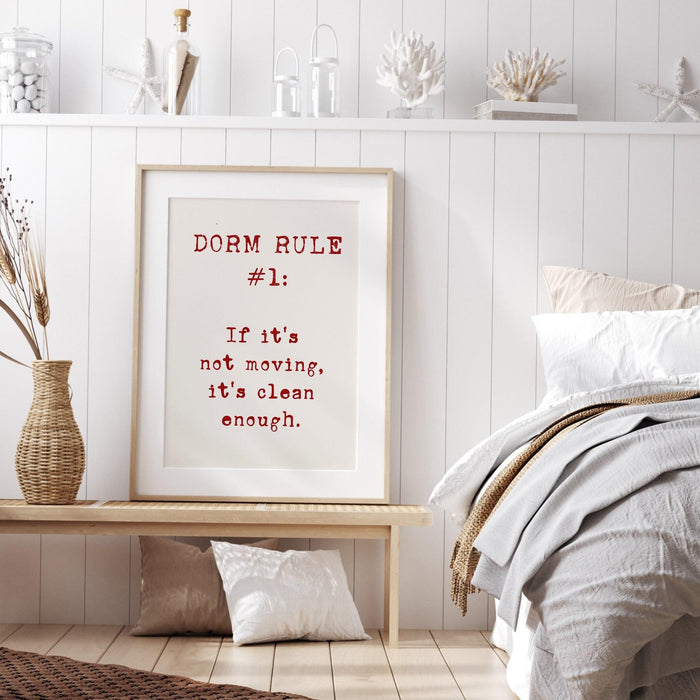 Dorm rule # 1 funny poster trendy retro red wall art digital artwork printable aesthetic dorm room graduation gift for him digital download