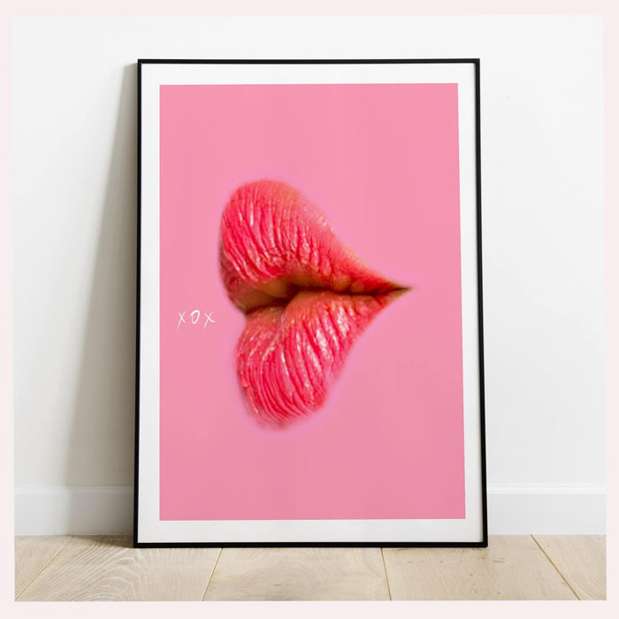 Dopamine decor maximalist lips print girls drinking print pink orange fashion wall art pink wall art funky prints  set of 3