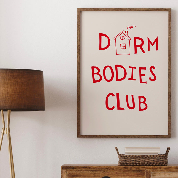 Dorm bodies club red typography minimalist digital print trendy wall art apartment aesthetic printable aesthetic dorm room gift, 1 print