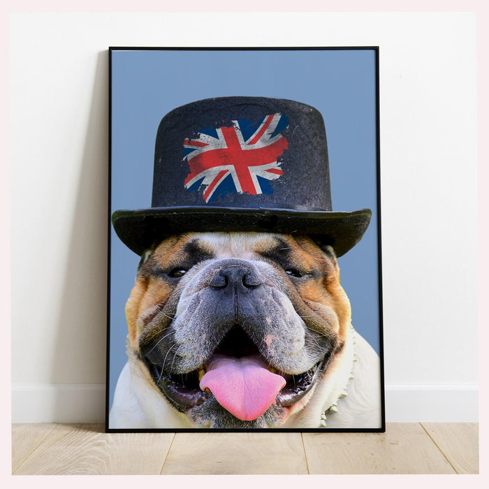 Dog print, english bulldog picture, dog wall art, bulldog gifts, funny dog print, gift for pet lovers, dog portrait, game room wall decor