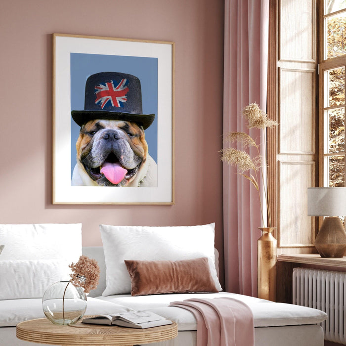 Dog print, english bulldog picture, dog wall art, bulldog gifts, funny dog print, gift for pet lovers, dog portrait, game room wall decor