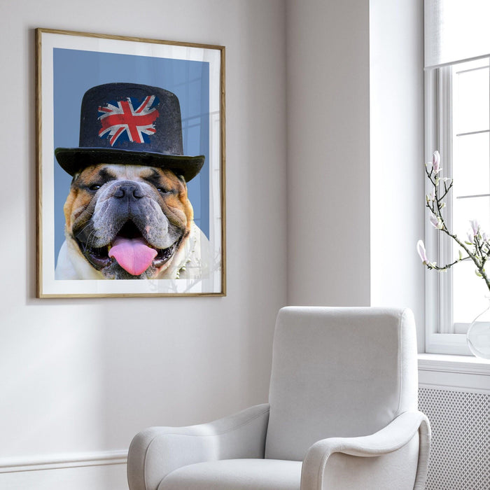 Dog print, english bulldog picture, dog wall art, bulldog gifts, funny dog print, gift for pet lovers, dog portrait, game room wall decor