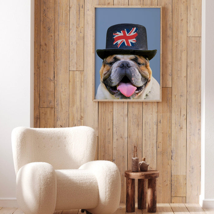 Dog print, english bulldog picture, dog wall art, bulldog gifts, funny dog print, gift for pet lovers, dog portrait, game room wall decor
