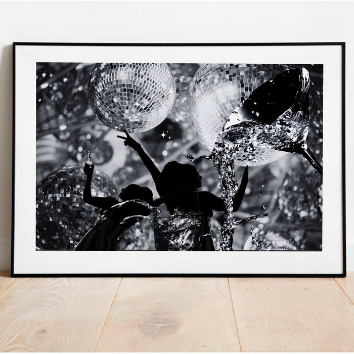 Disco dancing, apartment gallery wall, trendy bar cart art, set of 5, aesthetic print, disco poster,black  white prints, digital art