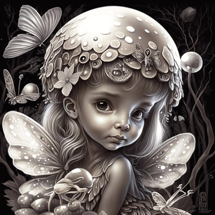 Delicate fairy princess coloring page | fantasy coloring book, adult + kids, instant download - grayscale page - gift, printable pdf, png