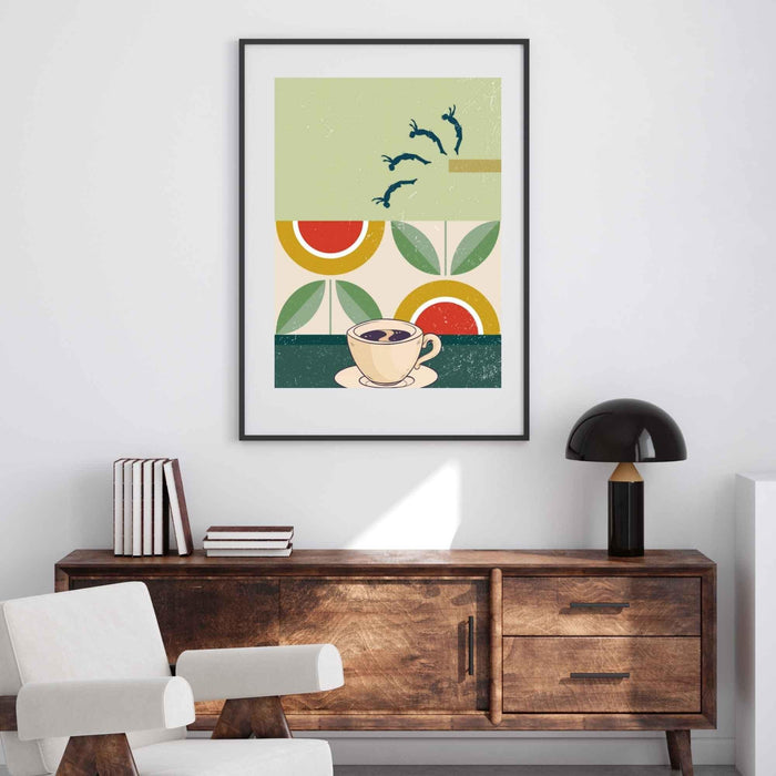 Coffee print, drink poster, modern kitchen decor, retro poster, pop art, kitchen art, exhibition poster, illustration, coffee lover