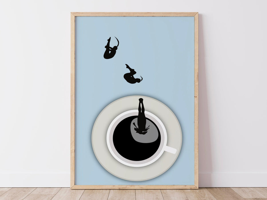 Coffee print, drink poster, modern kitchen decor, retro poster, pop art, kitchen art, exhibition poster, illustration, coffee lover