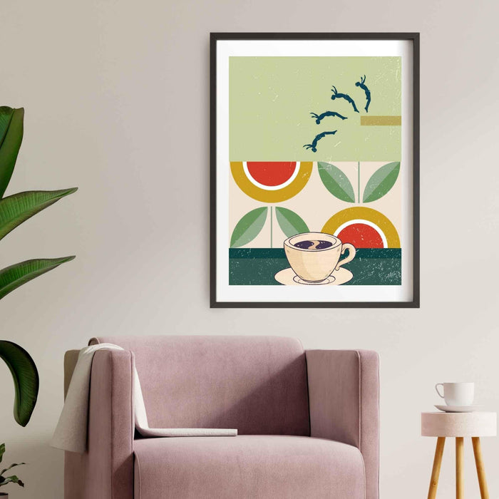 Coffee print, drink poster, modern kitchen decor, retro poster, pop art, kitchen art, exhibition poster, illustration, coffee lover