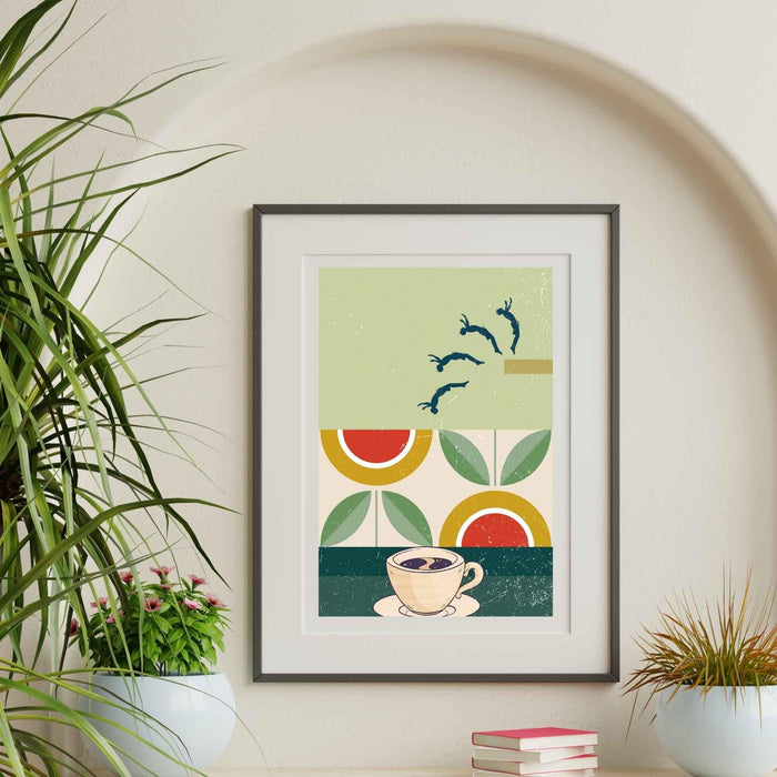 Coffee print, drink poster, modern kitchen decor, retro poster, pop art, kitchen art, exhibition poster, illustration, coffee lover