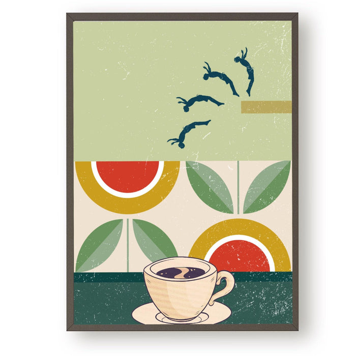 Coffee print, drink poster, modern kitchen decor, retro poster, pop art, kitchen art, exhibition poster, illustration, coffee lover